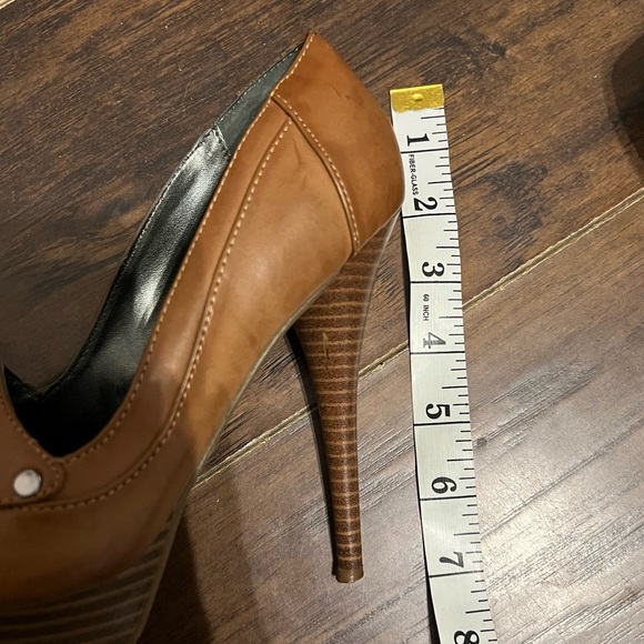 Simply Vera Vera Wang Camel Brown Peep Toe Fringe Tassel Pump Heels Size 6 - Picture 7 of 8